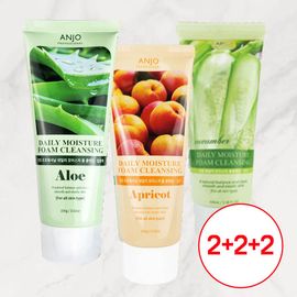 [ANJO] Daily Moisture Foam Cleanser 100ml - 100mg Apricot Extract, Aloe & Cucumber Rich in Vitamin C & A for Hydrated, Radiant Skin-Made in Korea